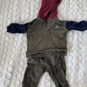 GAP Olive and Burgundy Baby Hoodie